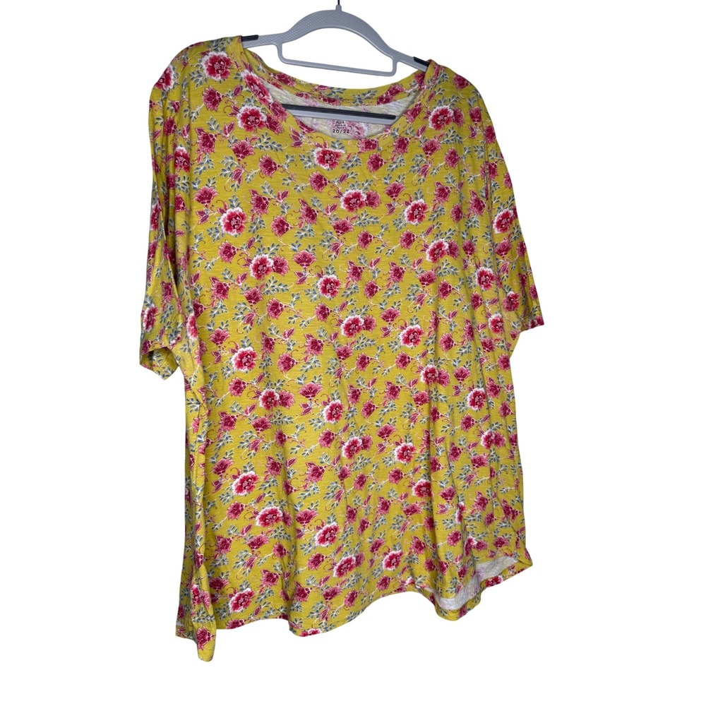 LOFT yellow floral print‎ short sleeve cotton t-shirt
